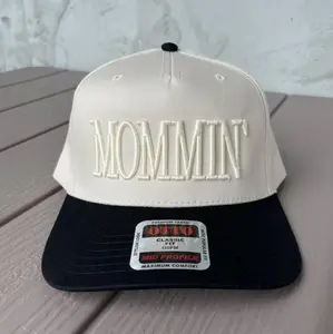 3D Mommin Embroidered Puff Hat Mothers Day Two Tone Caps, Gif For Mom, Custom Thread Color