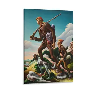 Thomase Hart Benton Drawing Poster Artworks Canvas，  Room Aesthetic Wall Art Home Modern Decor Gift. (4) Canvas Poster Bedroom Decor Sports Landscape Office Room Decor Gift Frames Ornaments Artistic Decoration Photo Print