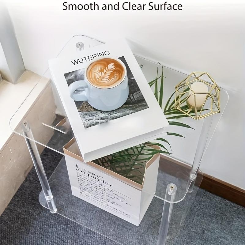 ADISEN transparent simplicity Nightstands Transparent  ,storage frame Acrylic Narrow Side Table for Small Spaces, Acrylic Drink Table for Small Spaces, 12.99"×10.63"×1.18 inch,for Living Room, Round, Clear Skinny Nigh