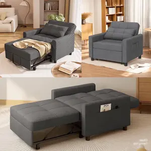 Gizoon 3 in 1 Convertible Futon Couch,Sleeper Sofa Chair,Recliner Bed & Adjustable Backrest for Small Space, Dark Gray