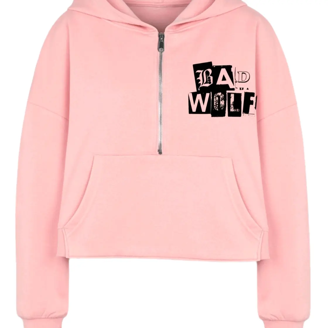 Womens Half Zip Cropped Hoodie for Winter Season - Womenswear, Sweaters