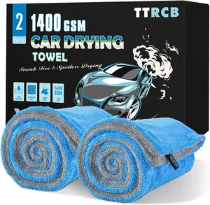2 Pack Car Drying Towels, 48" x 24" Extra Large Microfiber Towels for Cars, 1400 GSM Ultra-Absorbent, Streak Free, Premium Double Twisted-Loop Drying Towels Car Detailing for SUV, RV, Truck