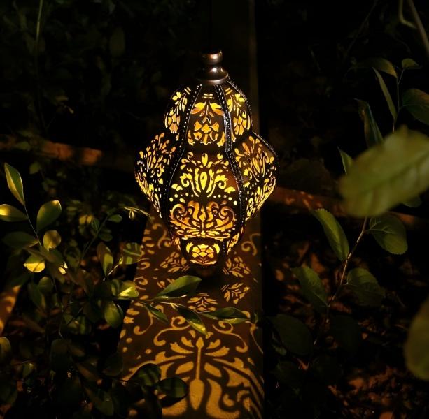 Solar Powered Hanging Lantern Baroque Moroccan Design Waterproof Decorative Garden Light Unique Holiday Party Gift for Patio Yard Home Decor