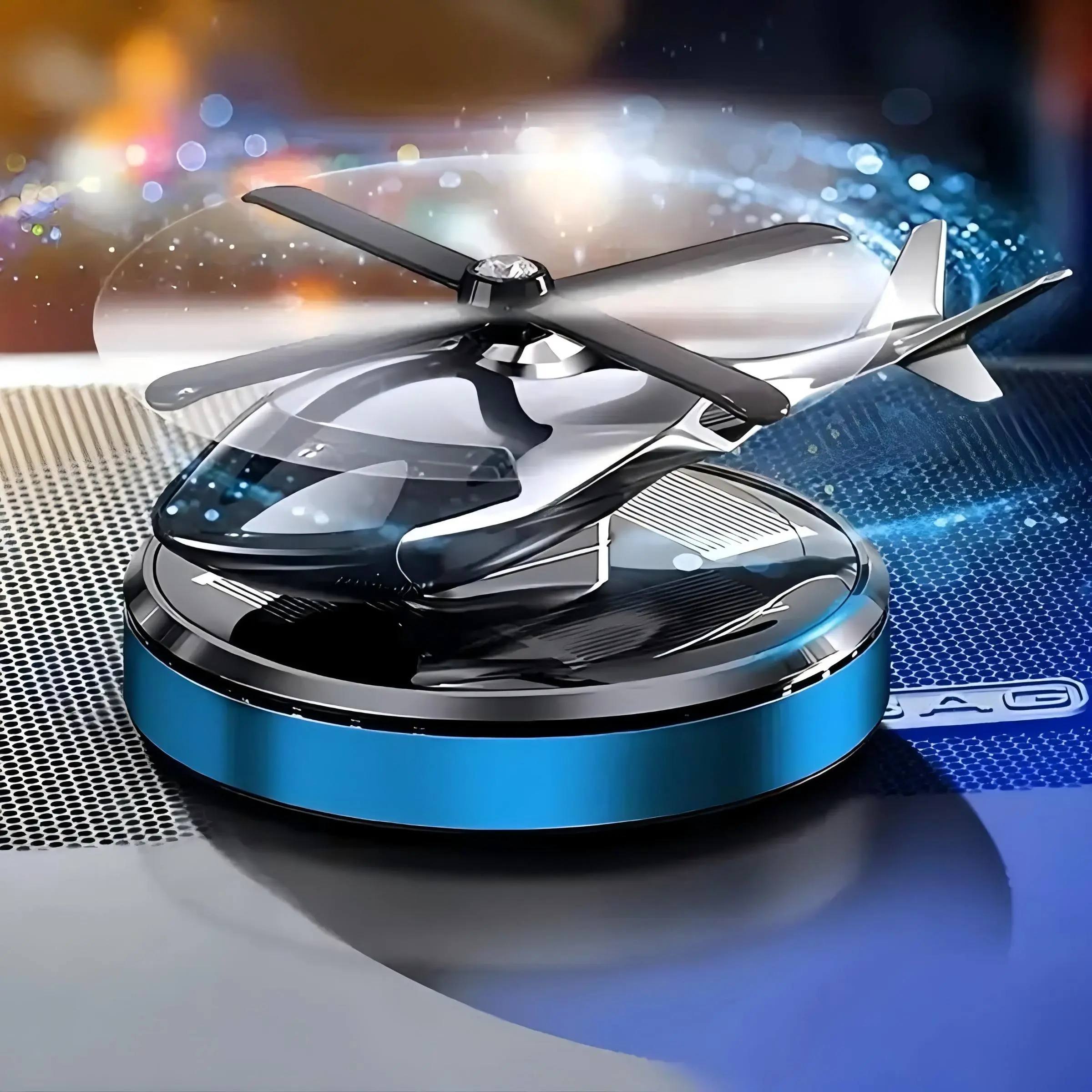 Solar-Powered Helicopter Car Air Freshener, Rotating Solar Aroma Diffuser, Car Scent Diffuser, Interior Decoration Ornament for Home, Office & Car, Car Fragrance Diffuser