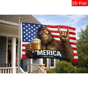 2D Flat Banner 1pc, Bigfoot Flag 1776, Humorous Bigfoot Flag, 250th Anniversary, July Fourth, Blue Cave Garage Bar Indoor Outdoor Flag