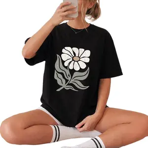 Men's Casual Cotton T-Shirt - Soft, Simple Flower-Print Garments with Breathable Fabric for Earthy, Calm Casual Outfit Enhancement