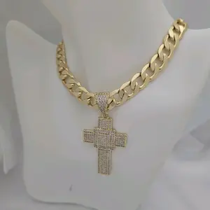 Gold Plated Chain 226 & Cross Pendant 976 Fashionable Jewelry for Men and Women