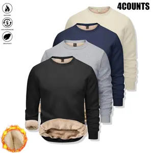 Four Pack Men's Fleece Winter Quarter Zip Pullover - Relaxed Fit Casual Sweatshirt with Ribbed Cuffs and Waistband, Machine Washable Solid Color
