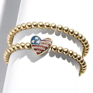 BAUBLEBAR American Flag Heart Pisa Stretch Bracelet 3-piece Set