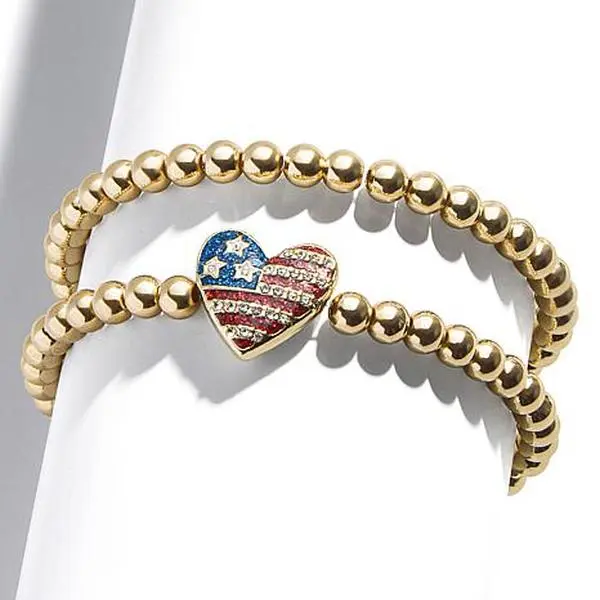 BAUBLEBAR American Flag Heart Pisa Stretch Bracelet 3-piece Set BAUBLEBAR American Flag Heart Pisa Stretch Bracelet 3-piece Set