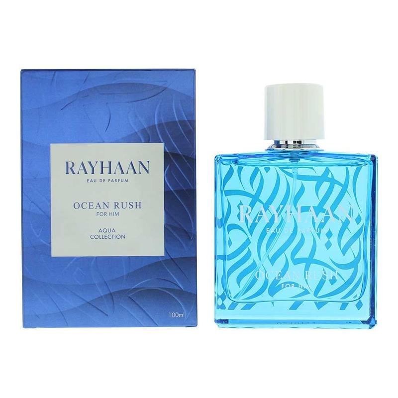 Rayhaan Ocean Rush Eau De Parfum Spray for Men, 3.4 Ounce
