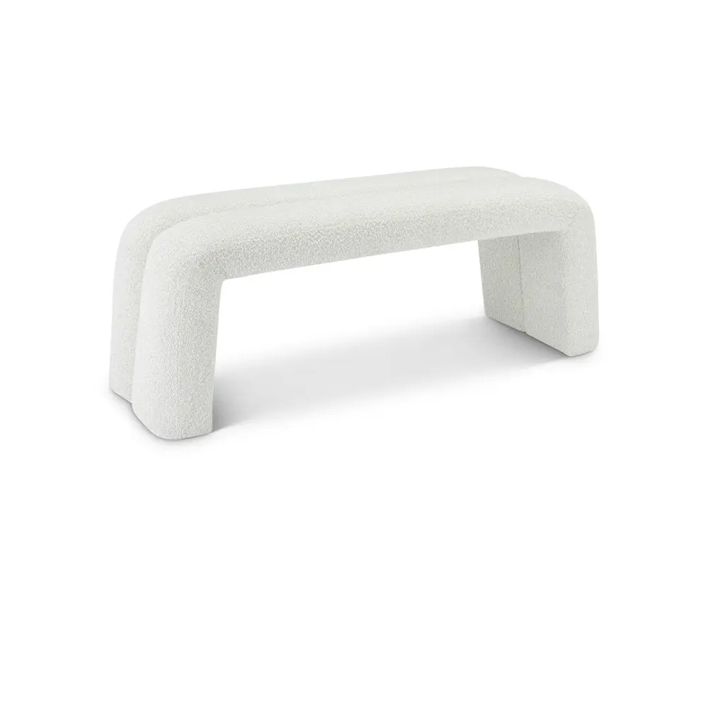 Arc Cream Boucle Fabric Bench