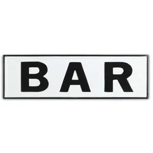 360 stand Galvanized Metal Wall Decor, 8x25 in. White & Black Handcrafted Minimalist Wall Mount Hanging Sign, Modern Farmhouse Lounge Decoration