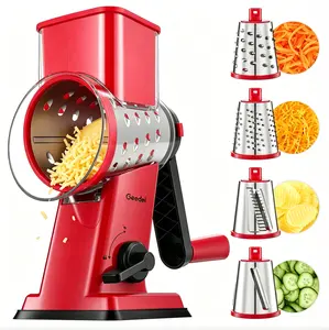 Geedel Cheese Grater 4-1 with 4 Stainless Steel Grating Discs for Efficient Cheese Shredding and Grating