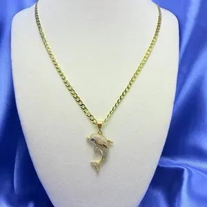 BrillaBoutique Dolphin Necklace 14k Gold Plated