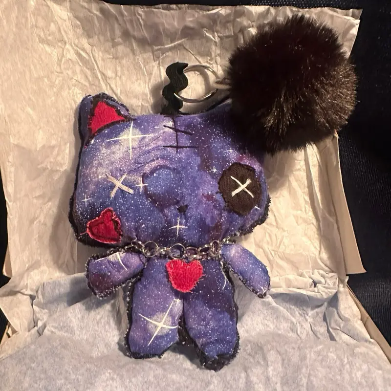 Handmade Giant Galaxy-Plushy Kitty Keychain
