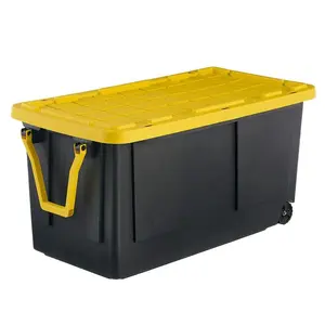 Rolling Storage Tote, 75 Gallon Heavy Duty Stackable Bin with Snap Lid, For Moving, Garage & Bulk Storage, X-Large Wheeled Storage Container
