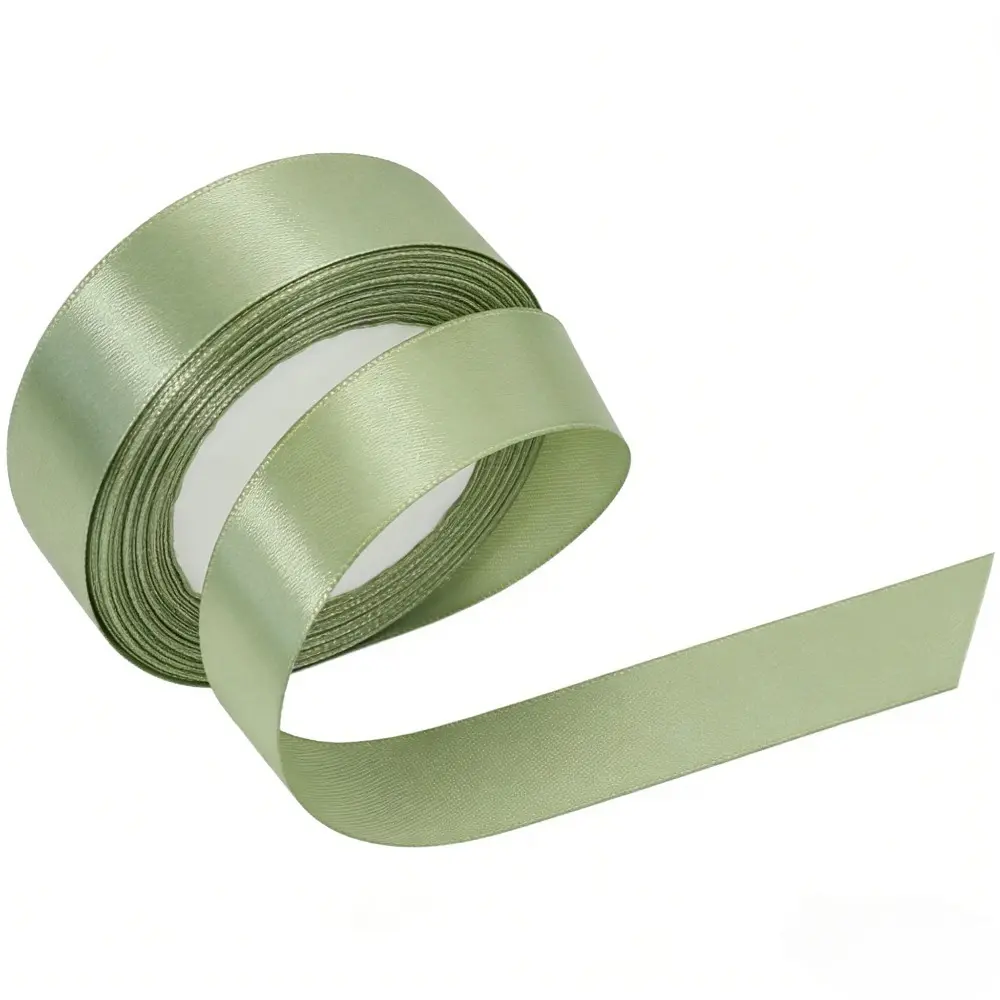 Soft Sage Green Satin Ribbon, 1 Inch Wide x 21.4 Meters, Solid Color Fabric Ribbon for Gift Wrapping, Gift Wrapping Supplies, Fashion Hair Bows & Accessory Creation, Spring Easter Crafts & Seasonal DIY Projects
