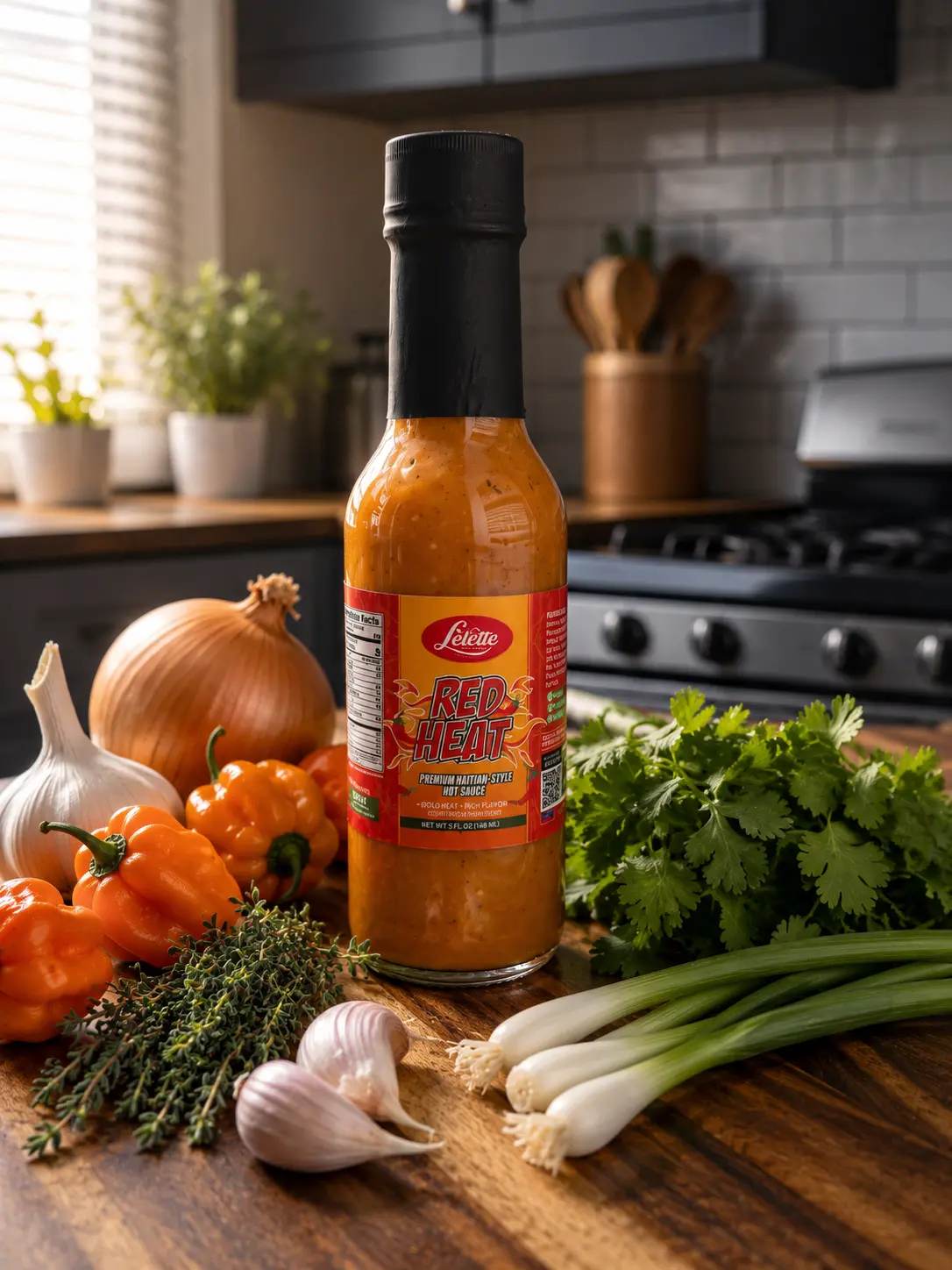 Lelette RED HEAT Haitian Hot Sauce - Premium  Caribbean Pepper Sauce (5 fl oz / 148 mL)