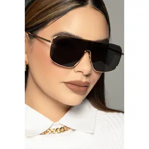 Gold Rim Shield Sunglasses