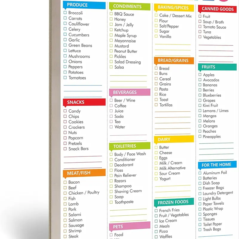 90 Sheets Fastcheck Grocery List Magnet Pad, 110 Printed Common Food for Fridge and Blank Grocery Shopping Spaces for Home. Size 6”x 9” Decor Magnetic