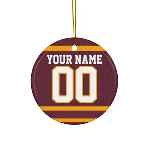 Personalized Football Ceramic Ornament Decor, Unique Custom Gift For Commies Fans, Team Jersey Style Hanging Decoration, Gift for Football Lovers, Home Decoration