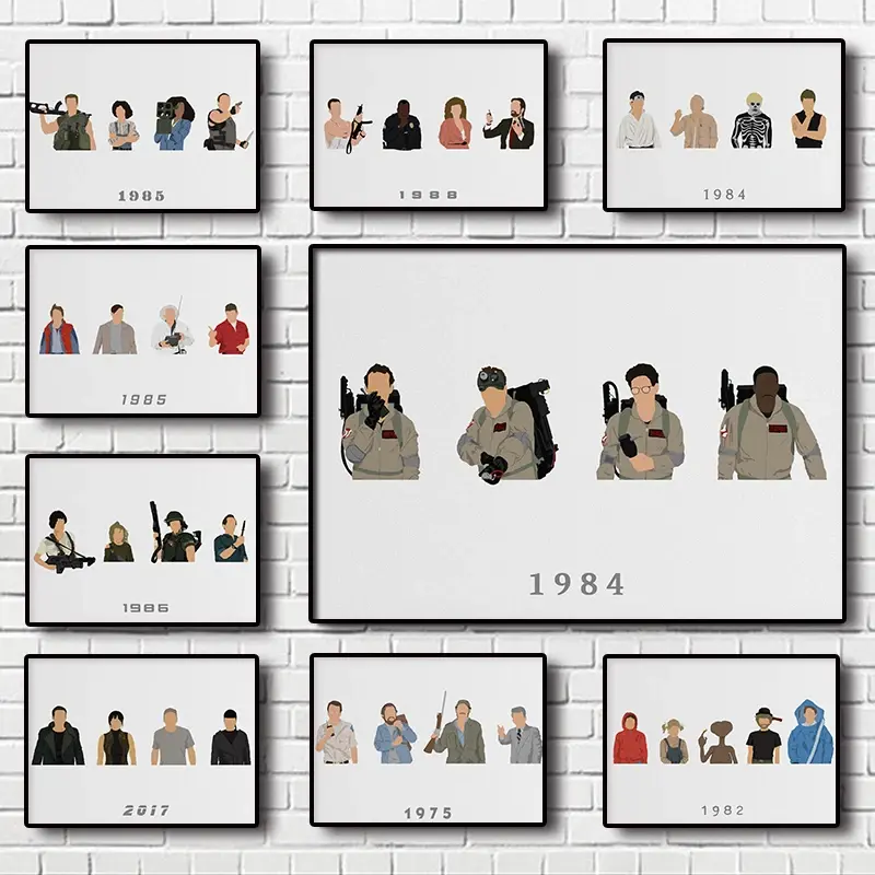 [Sale off up to 55%][Free Ship] Classic Sci-Fi Movie Poster, Ghostbusters E.T. Back to the Future, Vintage Movie Art, Retro Film Decor, Kids Room Gift