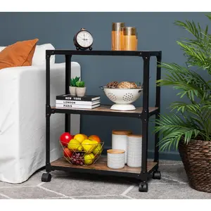 Mind Reader 3-Tier Rolling Bar Cart on Wheels
