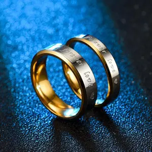 Forever Love Titanium Steel Couple Rings – Engraved, Personalized Anniversary Gift for Him & Her