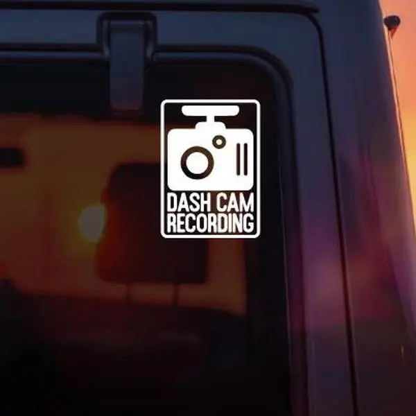 Dash Cam Recording Vinyl Car Decal Vertical Box – Video Recording in Progress Sticker with Camera Icon – Security & Safety Window Decal for Cars, Trucks, SUVs & Fleet Vehicles