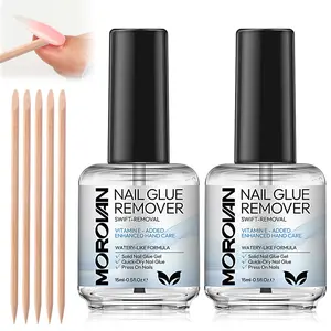 MOROVAN Nail Glue Remover 2PCS Gentle Fast Removal Liquid, Safe Dissolver for Press On Nails and Fake Nail Adhesive