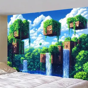 Pixel Art Theme Background Banners - a Vivid Blocky 2d Pixel World, Table Decors Background, Party Supplies, Baby Shower Banner, Photo Booth Props, Indoor & Outdoor Decoration, Room Decoration For Teenage Boys And Girls