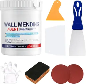 8.6oz Drywall Patch Repair Kit - Professional All-in-1 Tool Set (Scrapers/Sandpaper/Texture Sponge/Gloves/Putty Knife) for Fast Wall Hole Repair