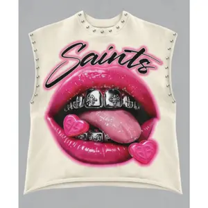 American Style New Super Cool Pattern Print Y2K Hip-Hop Street Retro Loose Casual Round Neck Cotton Sleeveless Couple T-Shirt for Men and Women Perfect for Summer Streetwear Fashion Lovers Trendy Urban Casual Outfits