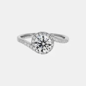 【716】"Begin Again" Tension-set Halo 1 Carat Synthetic Moissanite Ring – Elegant Wedding/Engagement Jewelry for Women