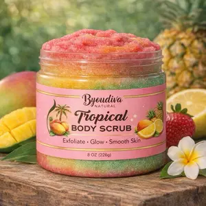 Tropical Body Scrub – Brightening Sugar Scrub for Glowing Skin | Exfoliating & Moisturizing | 8 oz