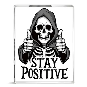 Acrylic Skeleton Sign, Retro Halloween Desktop Decoration, Vintage Wall Art Gift for Women Men Kids Adults, Fun Gothic Decor