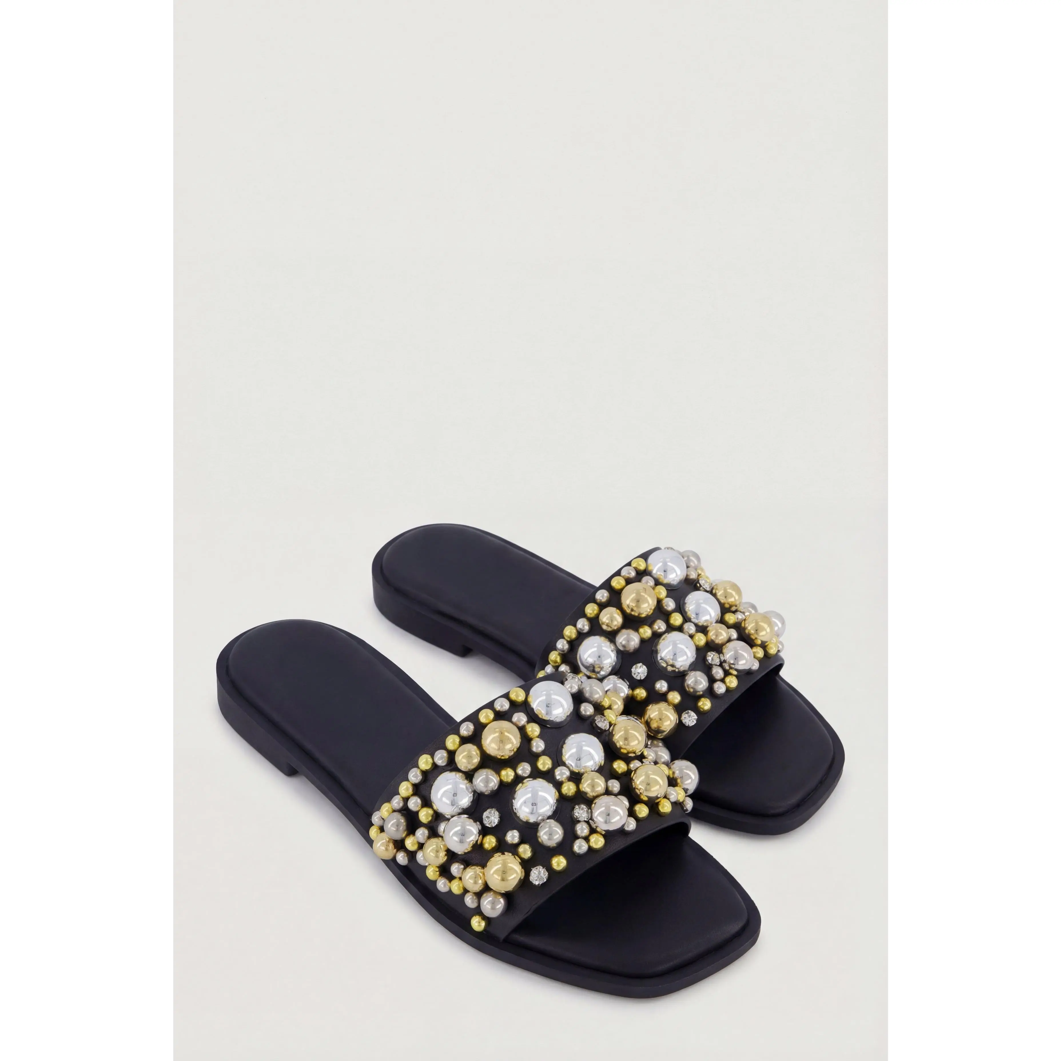 Pearl Embellished Flat Sandals