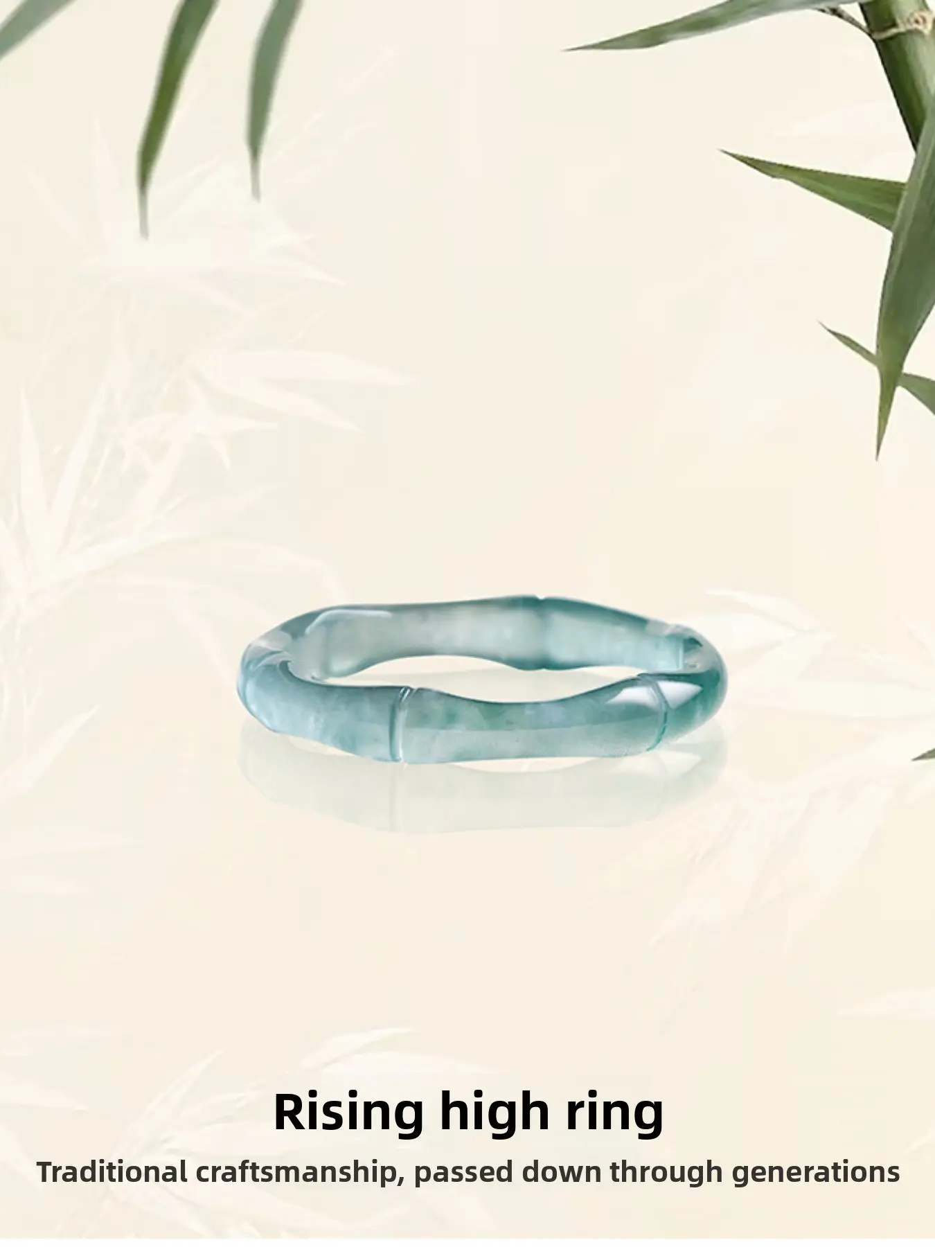 Natural Jade Blue Ring, Bamboo Joint Design, Chinese Style Feng Shui Jewelry, Perfect Gift for Women and Girls