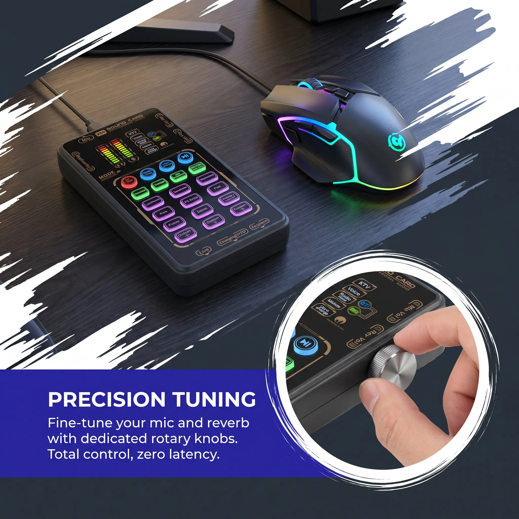 X55 Pro Karaoke Sound Card with Wired Earphones, Built-in In-Ear Monitoring | Voice Changer | Reverb | Top-Quality Microphone Sound Card ll Free Gift Storage Bag VIAS Installment Payment