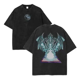 Yu-Gi-Oh! Blue Eyes White Dragon , Washed Heavyweight Cotton, Graphic Tee, Manga , Anime T-Shirt Menswear Streetwear Top.Sizes: S–5XL