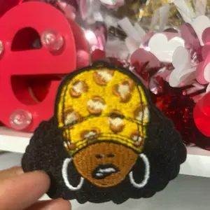 Black Girl Yellow Hat Patch 3 inch