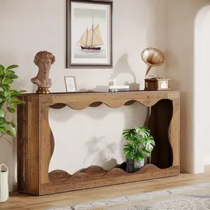 LITTLE TREE 63 Inches Farmhouse Console Table with Storage, Couch Table Behind Sofa, Long Entryway Sofa Station, Narrow Console Stand, Hallway Stand for Entryway Living Room