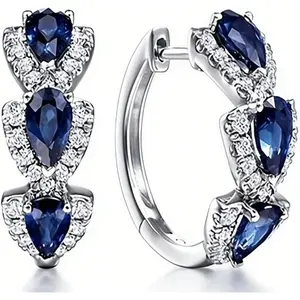 925 silver small hoop earrings – Shiny green/blue/red cubic zirconia cartilage earrings, exquisite real gold earrings, suitable for women, a fashionable gift idea