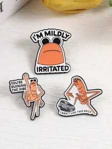3-Piece Marcus Worm Cartoon Enamel Lapel Brooch Set, Vrchat Classic Meme Character, Durable Alloy Decor Pins, Cute Animal Design Badge, Unisex Daily Jewelry, Clip