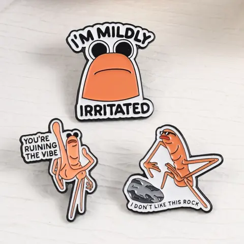 3-Piece Marcus Worm Cartoon Enamel Lapel Brooch Set, Vrchat Classic Meme Character, Durable Alloy Decor Pins, Cute Animal Design Badge, Unisex Daily Jewelry, Clip