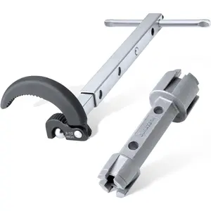 10 "-17" Telescoping Basin Wrench with /8" to 2-1/2" Large Jaw Capacity & Tub Drain Remover Wrench  Alloy Drain , Dual Ended