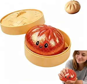 Glitter Dumpling, Glitter Dumpling Squishy with Box, Dumplings Sensory Squeeze Toy for Stress Relief