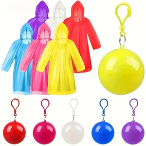 3-Pack Mixed Color Emergency Waterproof Adult Raincoat, with Keychain Ball, Suitable Camping, Outdoor Activities, Hiking, Sports, and Amusement Parks, Various Colors