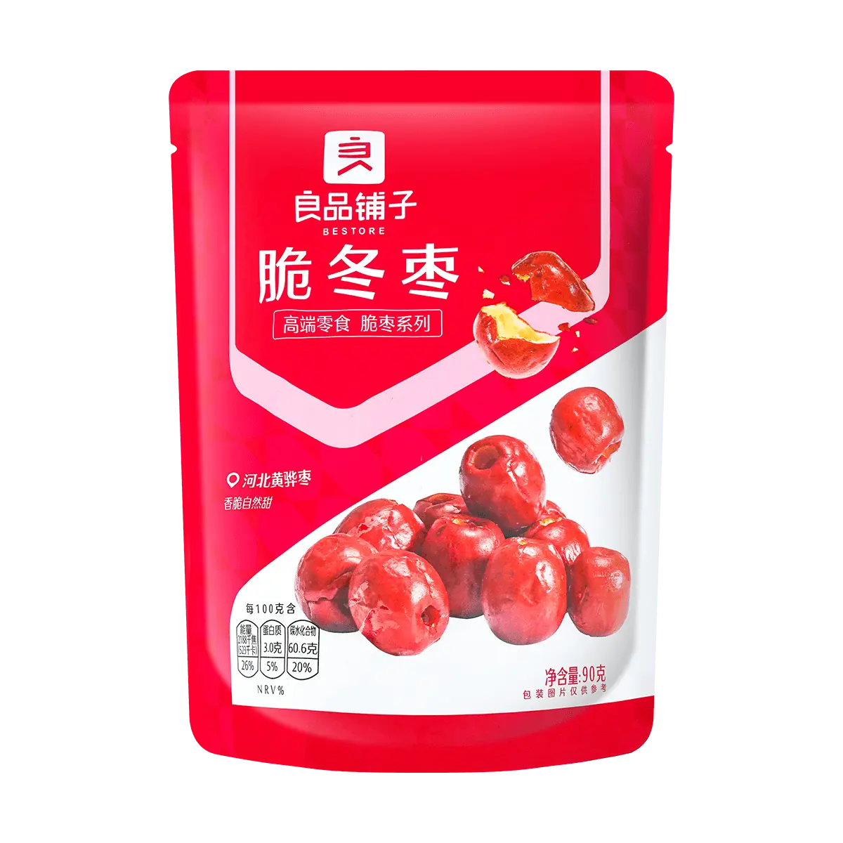 BESTORE Crispy Freeze-Dried Jujube Snacks 90g - Healthy Natural Fruit Chips, Sweet Red Date Treats for Adults & Kids